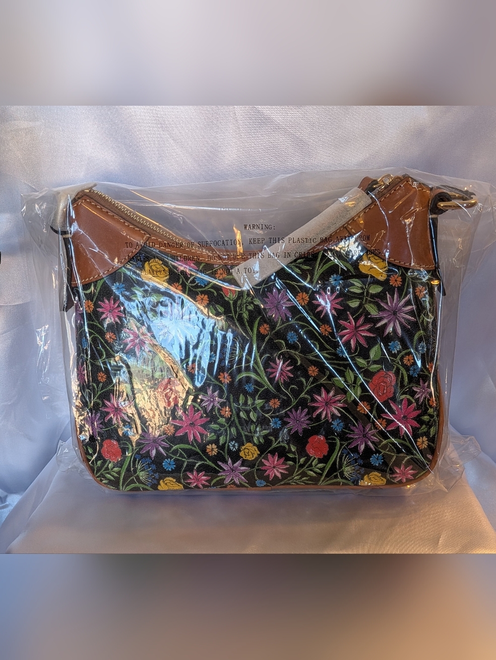Dooney & Bourke Black Wildflowers Hobo NWT MSRP $298 - Picture 2 of 7